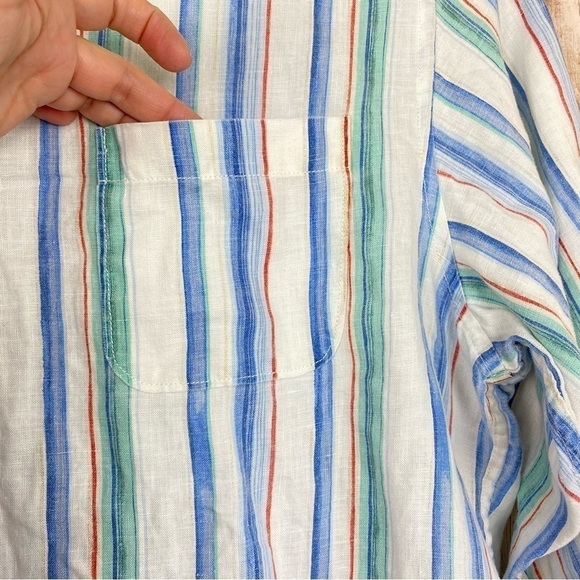 Tommy Bahama Striped Long Sleeve Button Front Linen Shirt Size Large - Picture 5 of 13